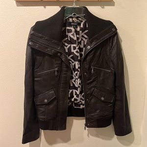 DKNY leather bomber jacket